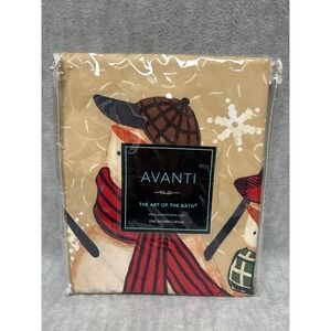 Shower‎ Curtain Christmas Snowmen Gathering Bathroom - New - Avanti